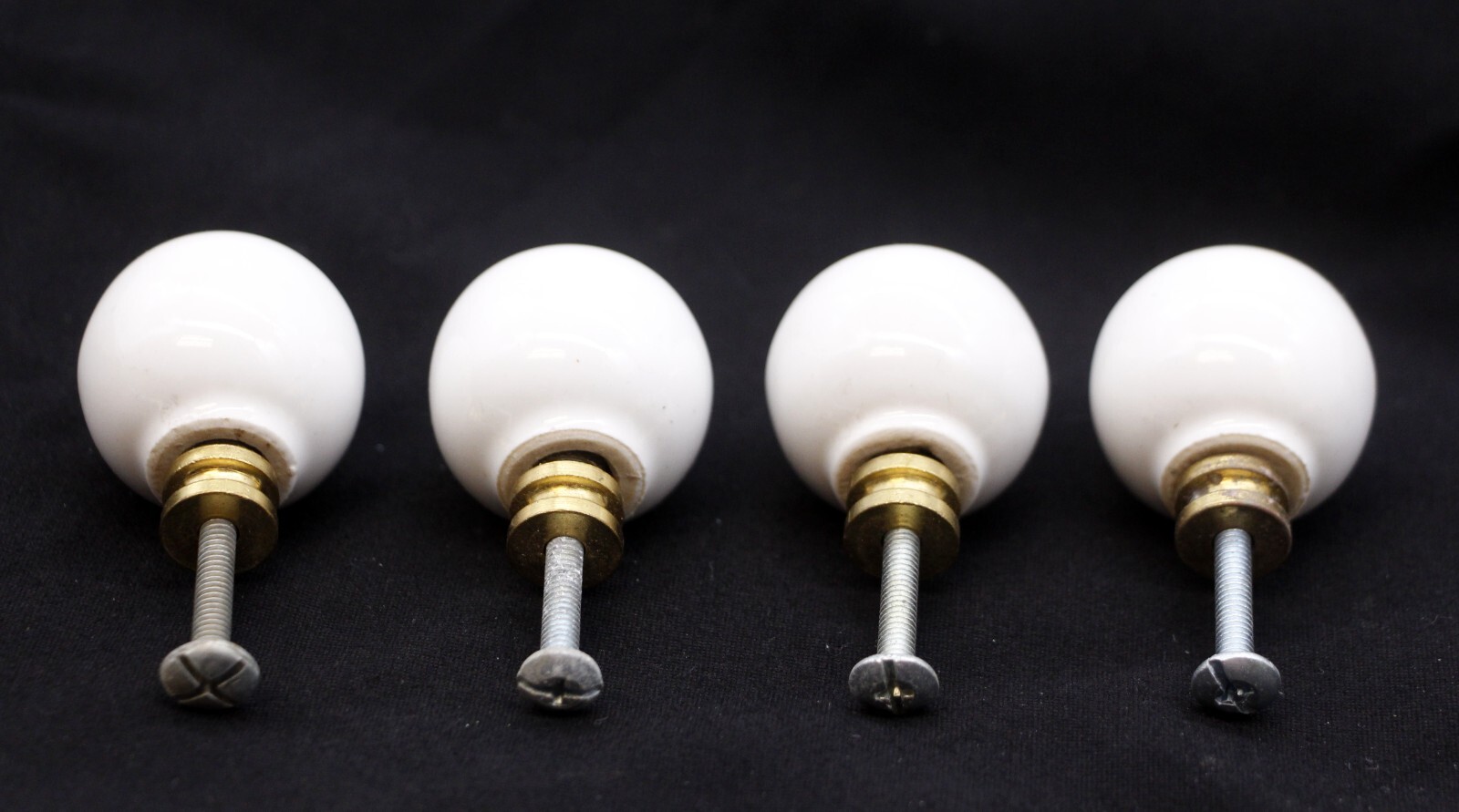 Set of 4 White Ceramic Ball Drawer Cabinet Knobs