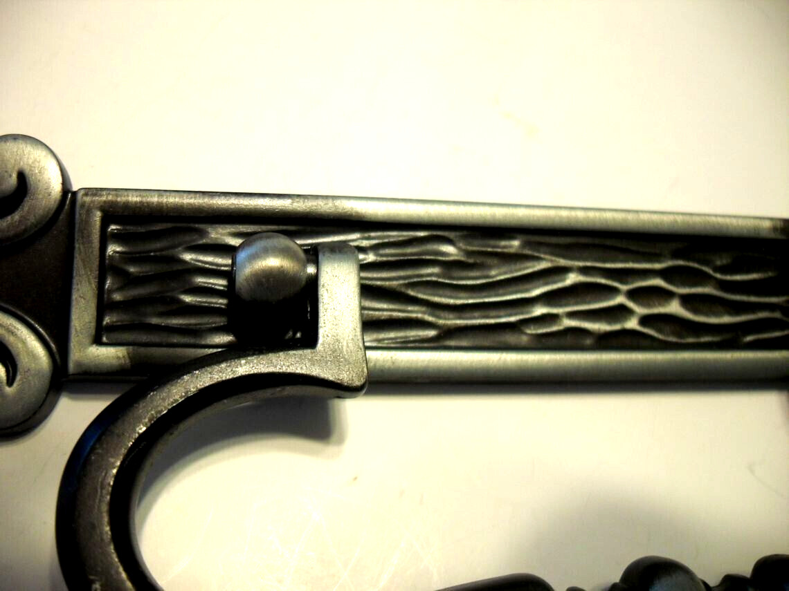 Vintage Silver/Pewter & Black Gothic Drawer Pull Drop Bale Dresser Handle