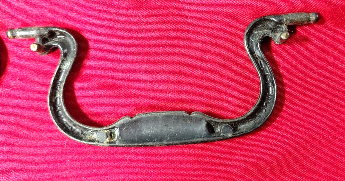 Antique Solid Brass Drawer Bail Drop Handle Pulls Lot of 4 Patina 2 Designs