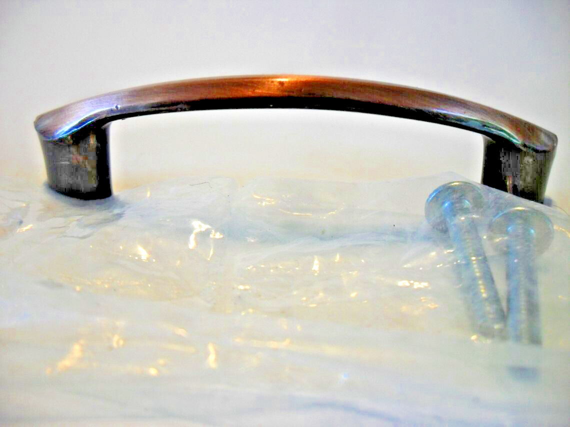 Vintage Nos Copper Flash Curved Drawer Pull Cabinet Door Handle Ajax