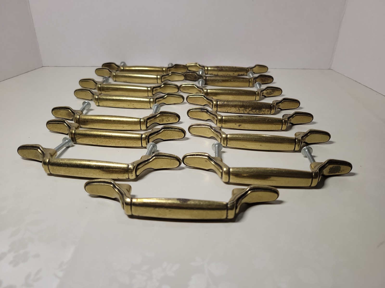13 Vtg Brass Drawer Pull Handle Cabinet Pull Dresser Handles Traditional 63842