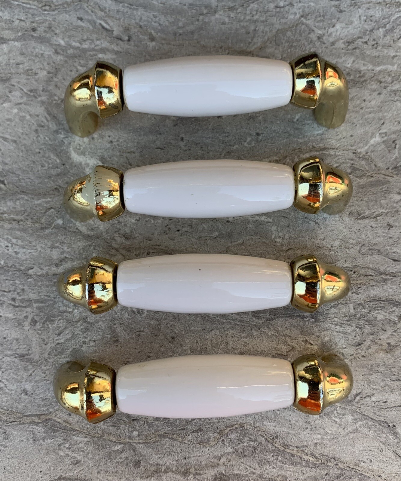 PORCELAIN HANDLES PULLS 4 Brass Handles 5 Pulls LOT OF 9 Mixed White Beige