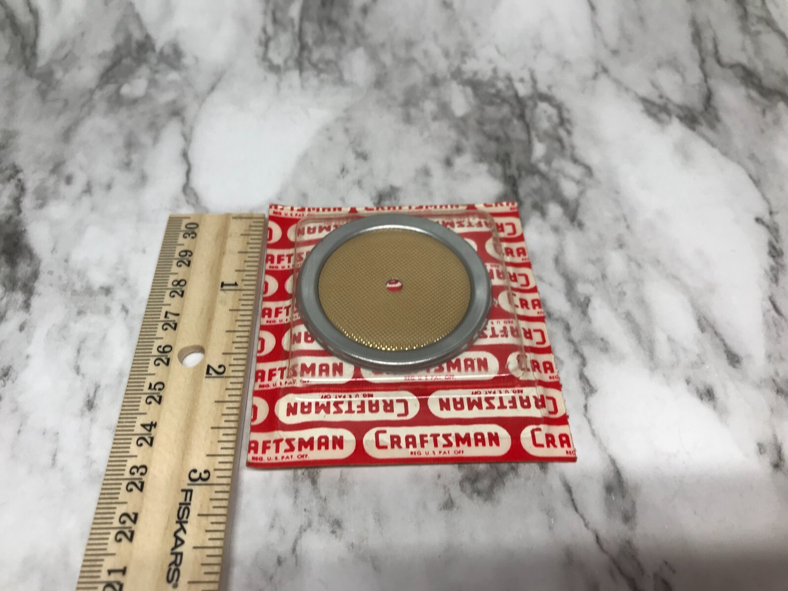 MCM Chrome Rim w Brass Screen Insert 2″ Dia Knob Back Plate #5971 (1 EA)