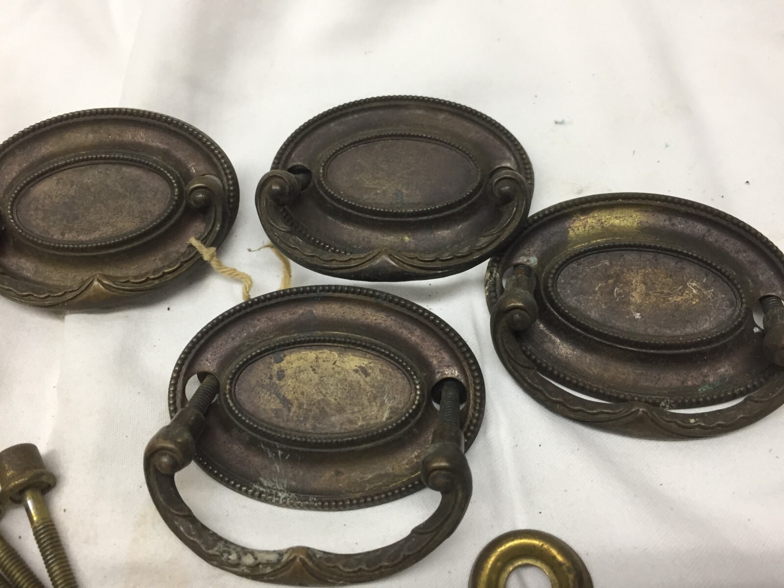 8 Assorted Antique Brass Drawer Pulls Dresser Bail Drop Handles~ 3″ X 1 3/4″
