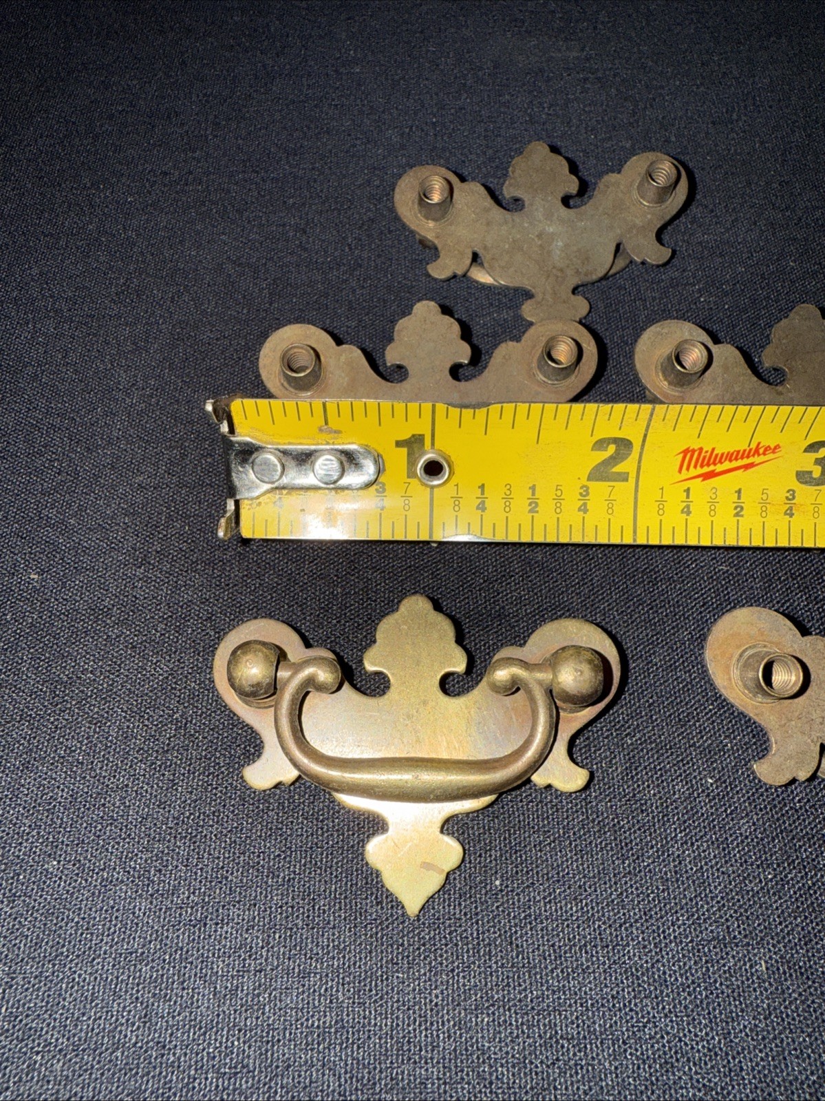 Lot Of 5 Antique/Vintage Brass Chippendale Bat Wing Drawer Pulls 2 X 1 1/2 Inch