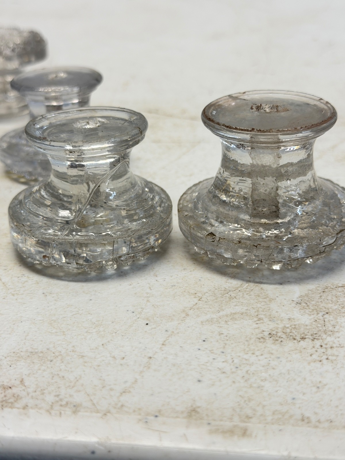antique empire pressed glass Boston sandwich knobs set 10 classical sheraton