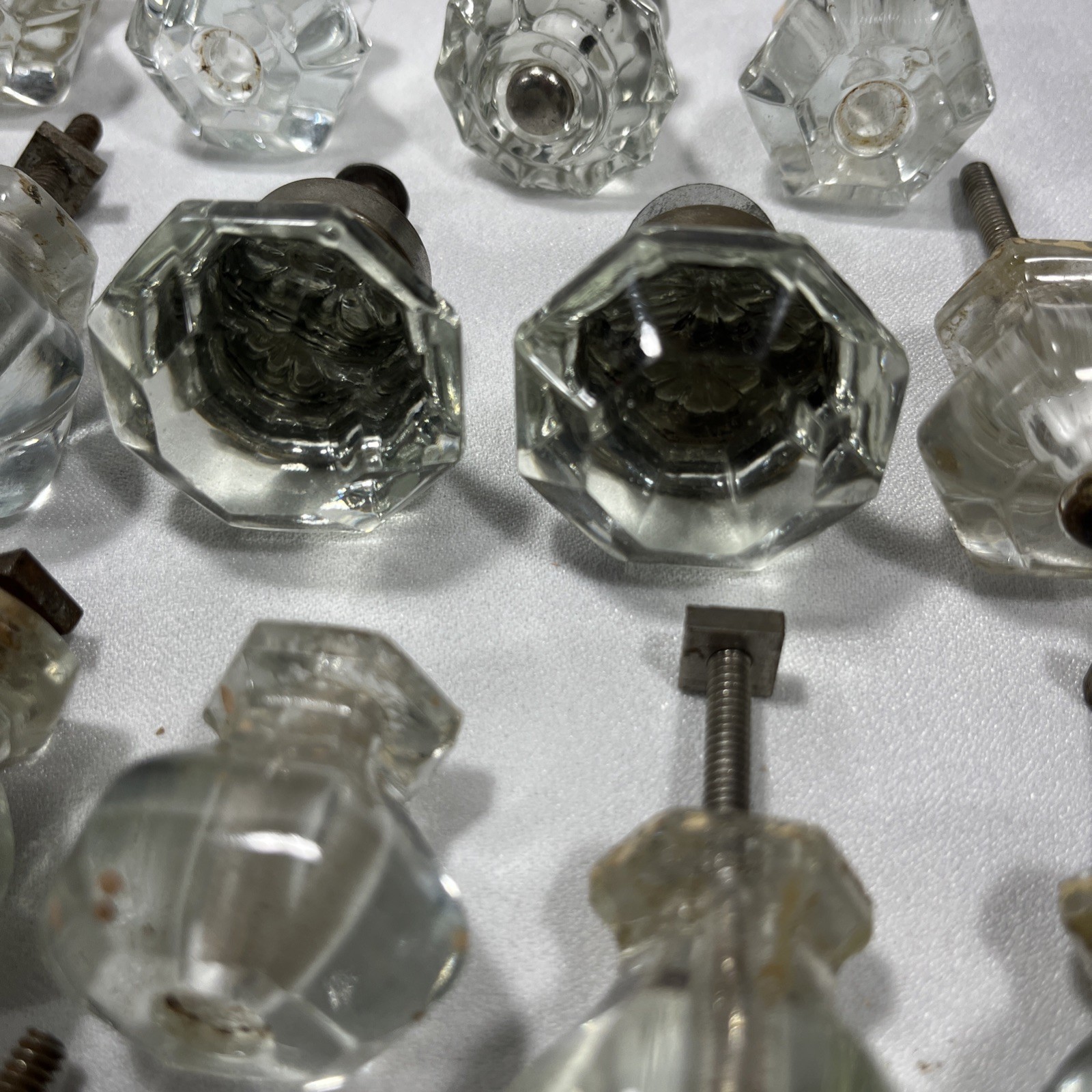 Lot Of 52 Antique Vintage Clear Glass Drawer Knobs-Salvage-Crafting-Restoration
