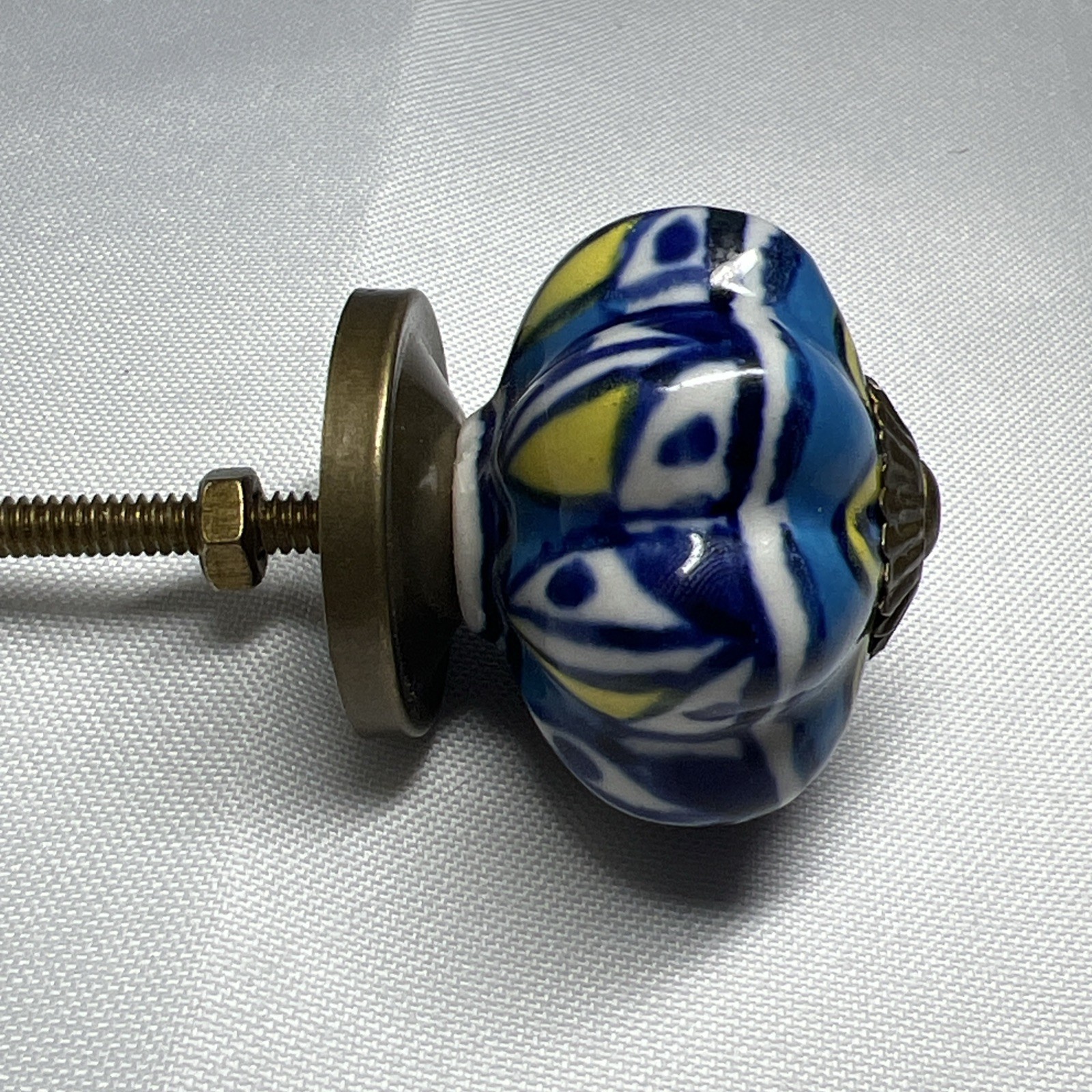 Antique Drawer Pulls 1.75” Blue Pattern Cabinet Kitchen Door Knob Handle