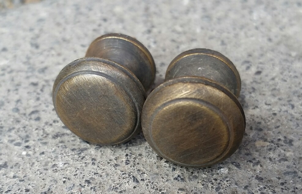 2 Solid Brass SMALL Stacking Barrister Bookcase 1/2″dia Knobs drawer Pulls #K18