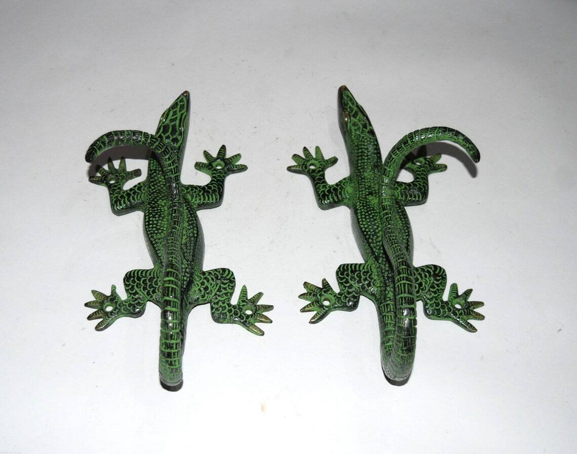 9” Inches Lizard Brass Door Handle Komodo Dragon Gate Pull Entry Club Dec HK115