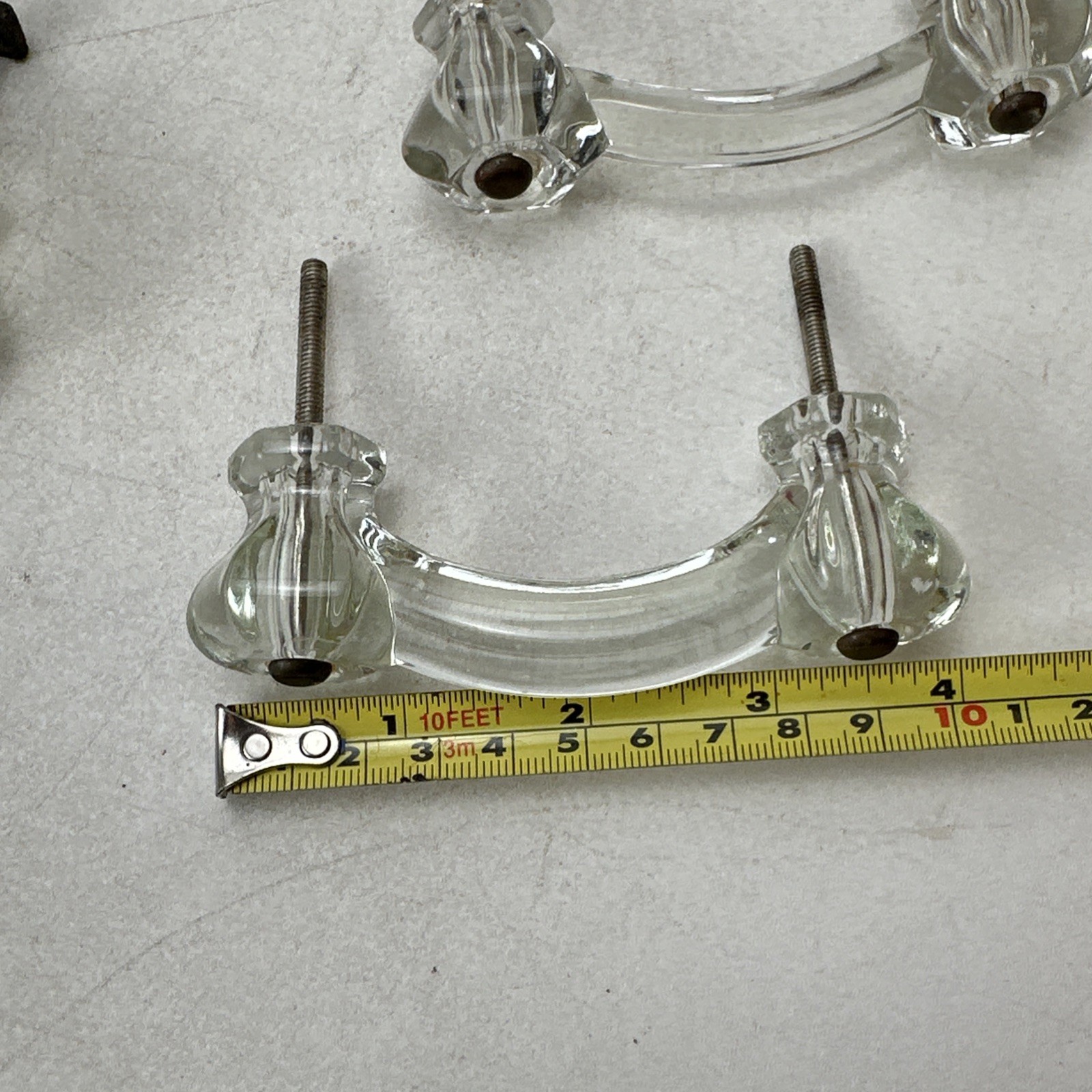 Lot of 9 Vintage Glass Drawer Pulls 8 Handles 1 Knob Different Styles As Is