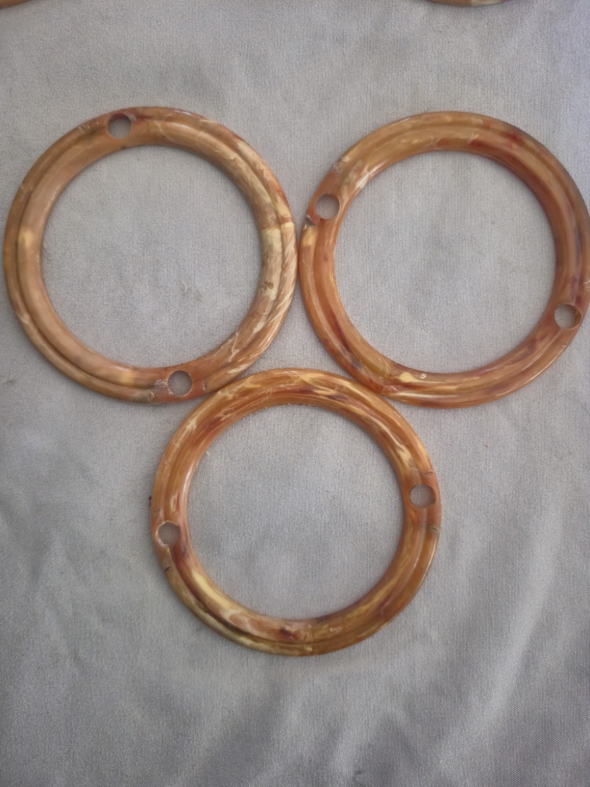Vintage Art Deco Bakelite Drawer Pulls Peach Pink Marble Wheat Sheaf Hardware