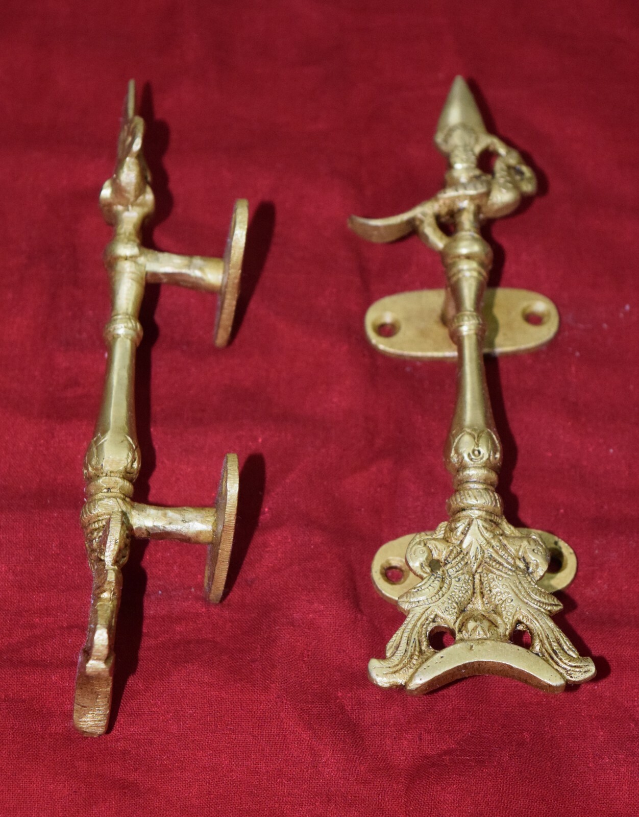 Brass Cockatoo Door Handle Pair Peafowl Bird Dresser Pull Oval Shape Base GTX