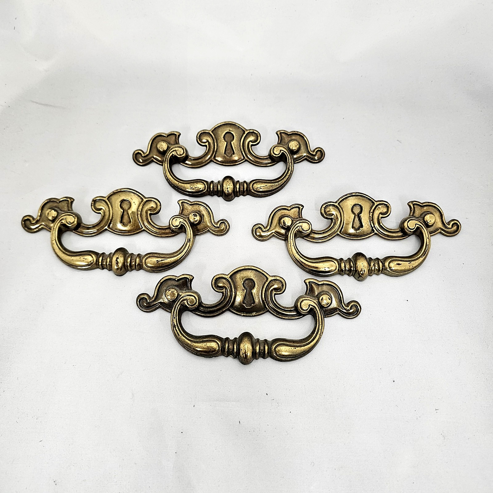 Keller Brass Co N-14636 Drawer Pulls Handles 6″ x 2-1/2″ Holes 5″ Apart Set of 4