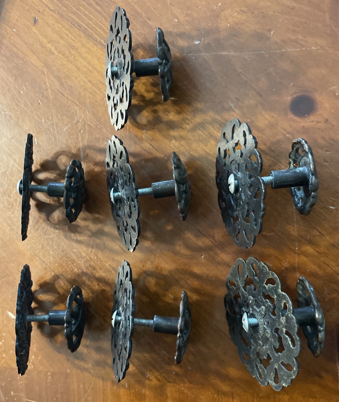 Vintage Allison Drawer Pull Knobs Backplate Ornate Japan Lot of 7 | READ