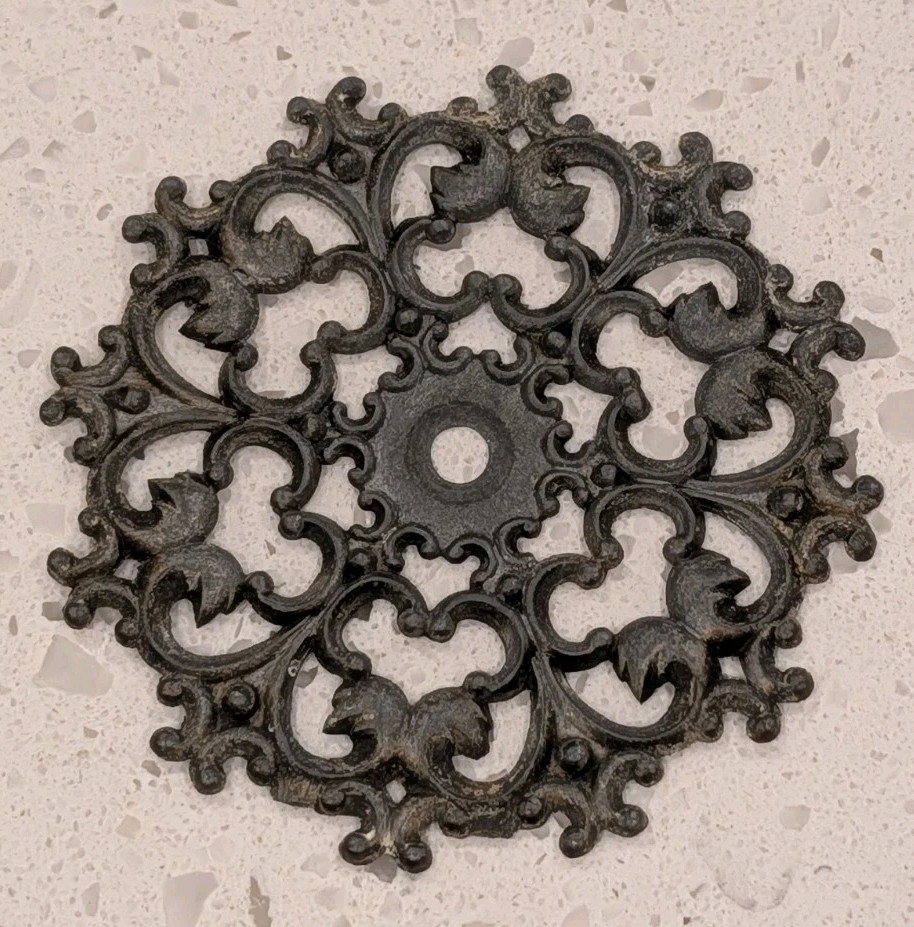 Vintage Drawer Pull W/Backplate (4) Escutcheon Ornate Filagree Brass From Japan