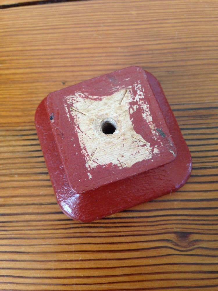 Vtg Mid Century Modern Rust Red Painted Square Wood Cabinet Knob Drawer Pull 5cm