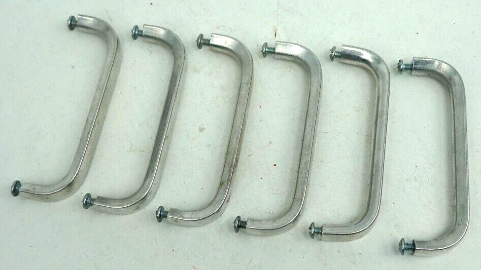Reclaimed Vintage Brushed Aluminum Metal Drawer or Cabinet Pulls 6pcs