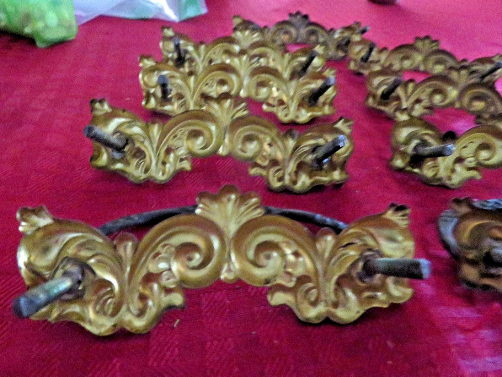 9 Antique Victorian Brass Drawer Pull Door Handles Larkin Style