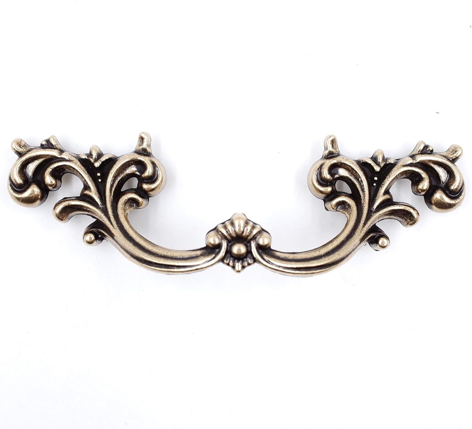 French Provincial Drawer Pulls – 6-Pack, Antique Brass, 2-1/2″ Hole Centers, Vin