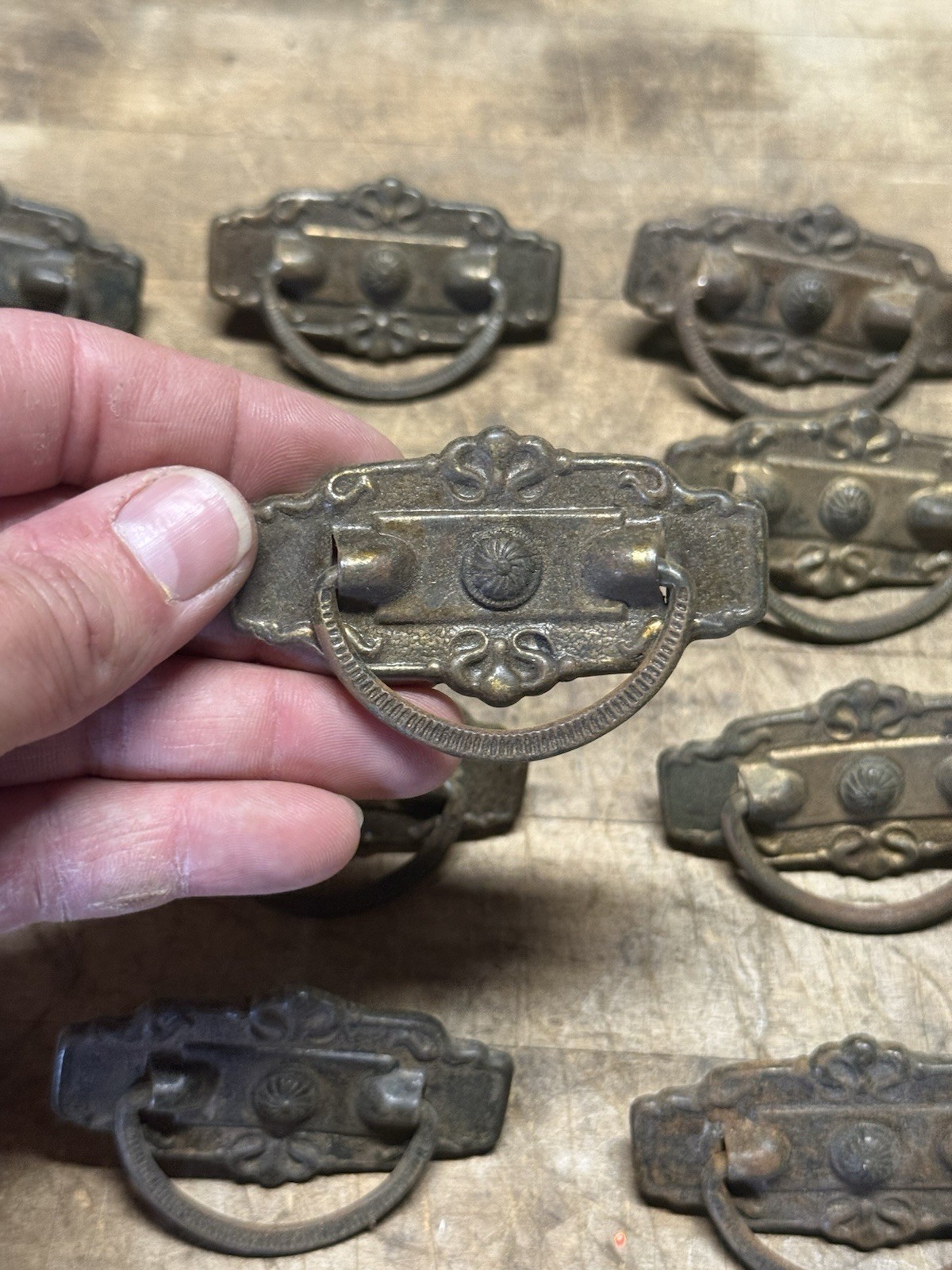 Antique Lot 15 Drawer dresser Pulls Cabinet Pulls- Detailed! – COMPLETE READY