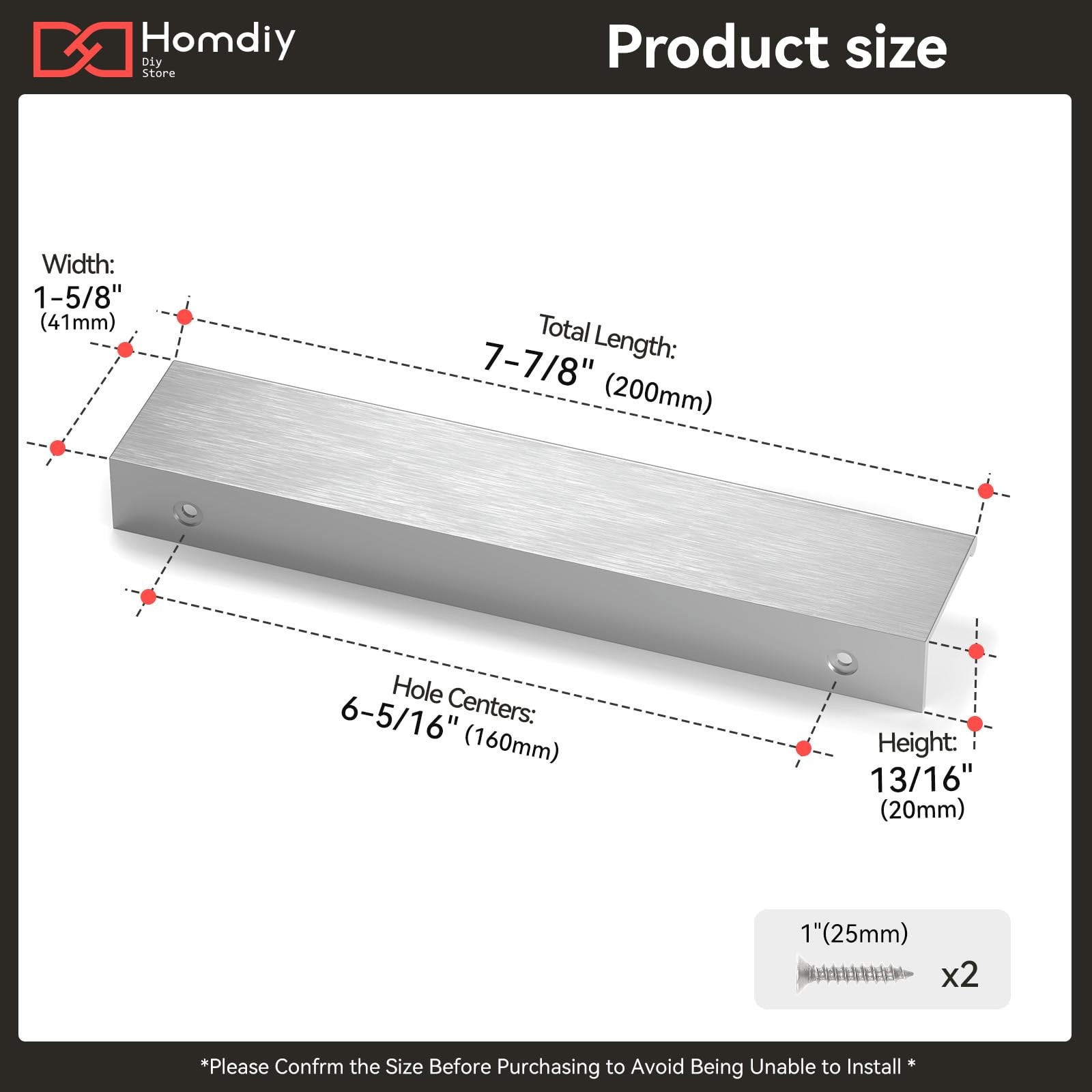 Homdiy 25 Pack 160Mm Brushed Nickel Cabinet Handles Extra Long Edge Pulls For