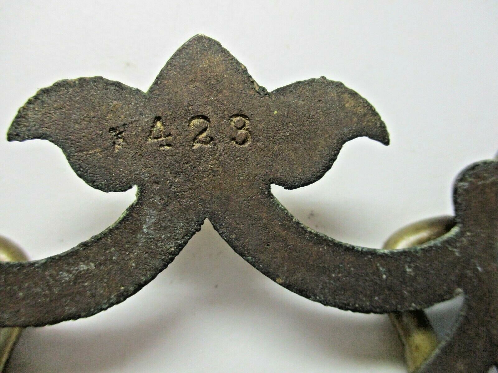 KBC Keeler K-423 Drawer 1920s Drop Bail Pull Handle Dark Brass 3″ Centers 1 Vtg