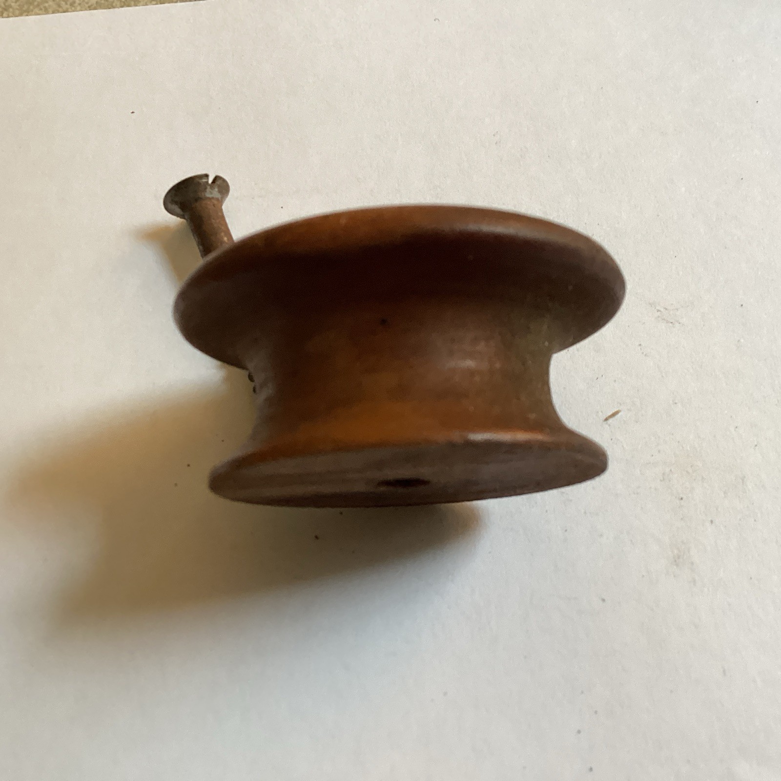 Really Nice Single Antique 2” In. Walnut Wood Drawer Pull With Screw .