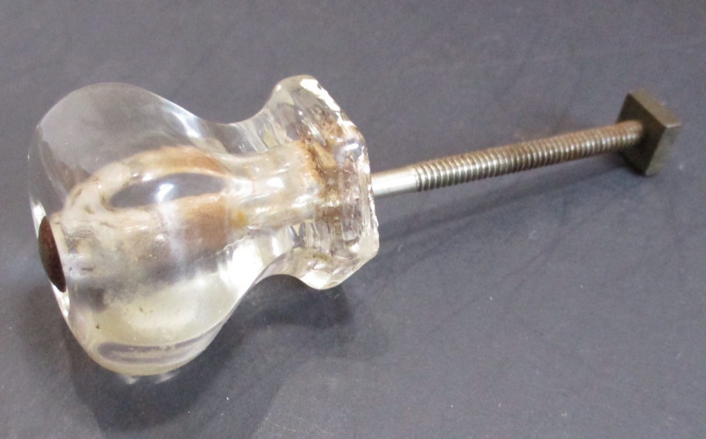Hexagonal Clear Glass Drawer Knobs 6 Sided Dresser or Cabinet Pulls Salvage 6 PC