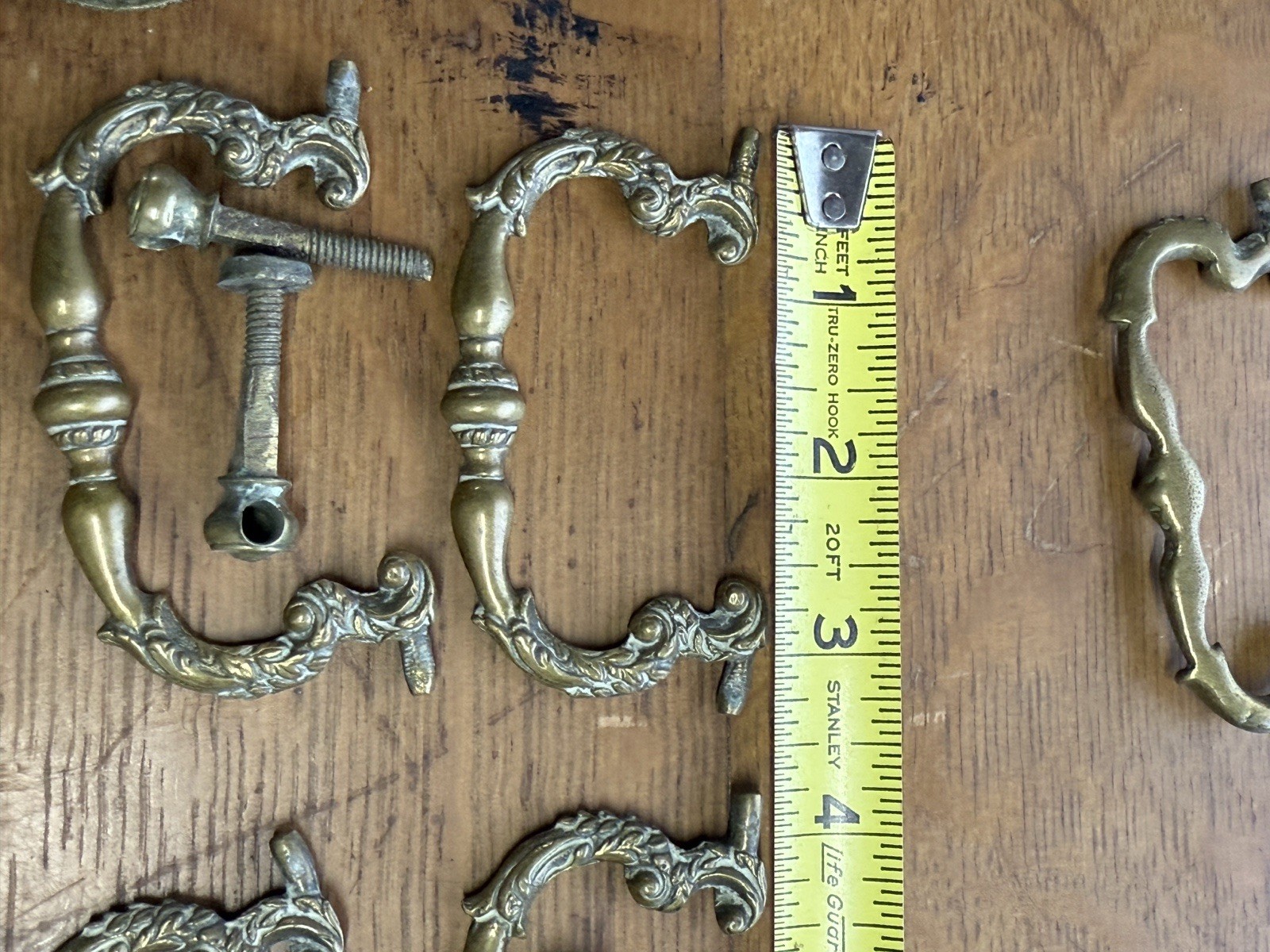 Antique Georgian bronze brass hardware chippendale period set 18th century