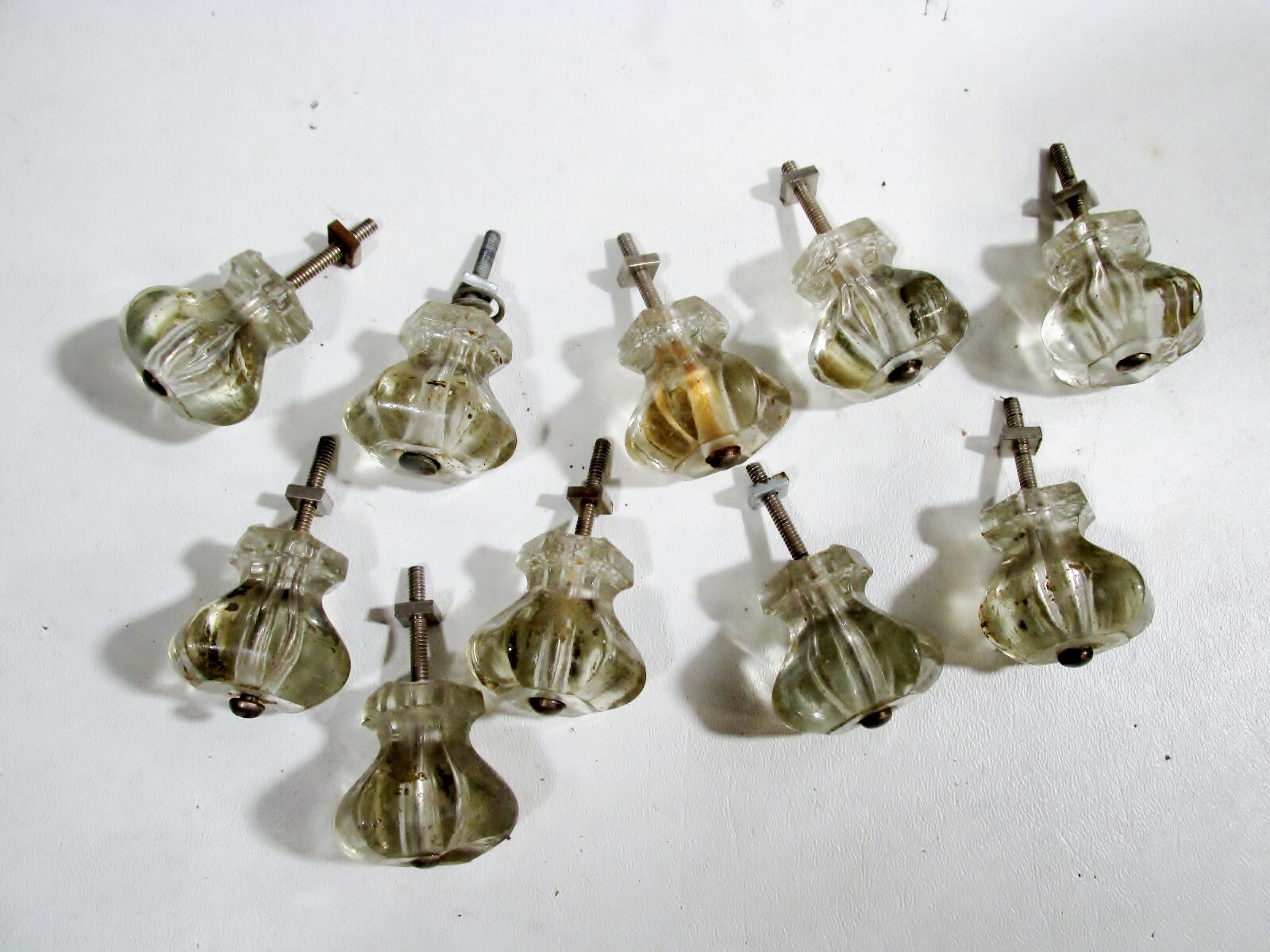 Lot 10 Antique Glass Knobs Drawer Cabinet Furniture Drawer Pulls Victorian