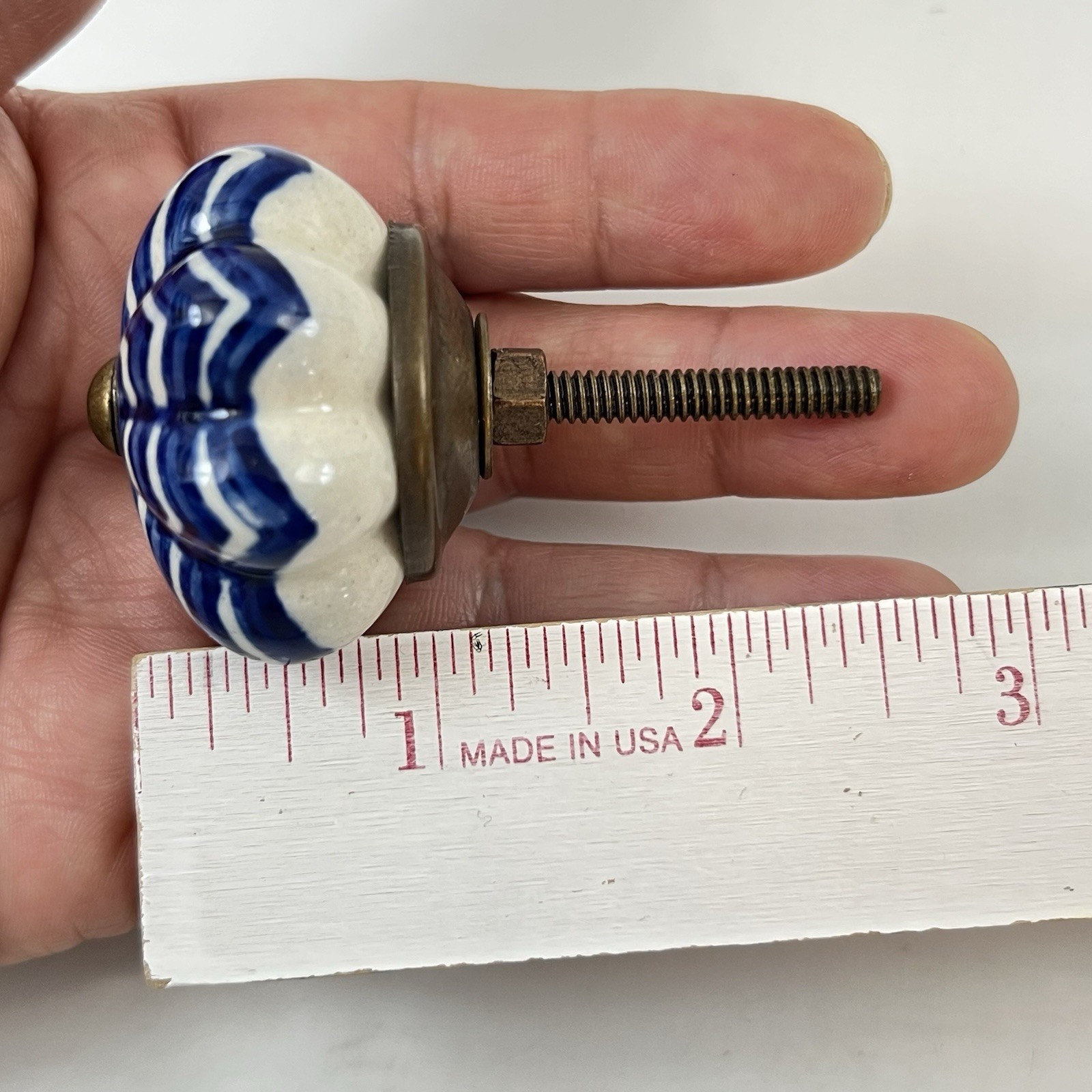 Ceramic Blue White Drawer Knobs Cabinet Pulls Lot Of 2 Decorative Star Pre-owned