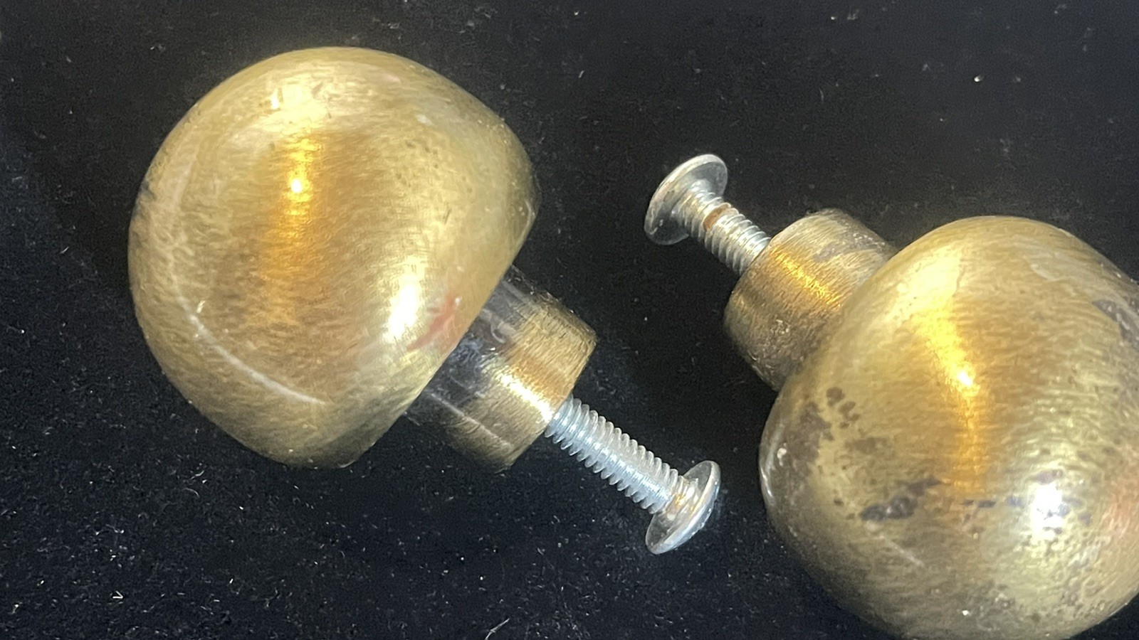 2 VTG Set Bronze Finish Mushroom Shaped Drawer Pulls Handles Knobs Pair