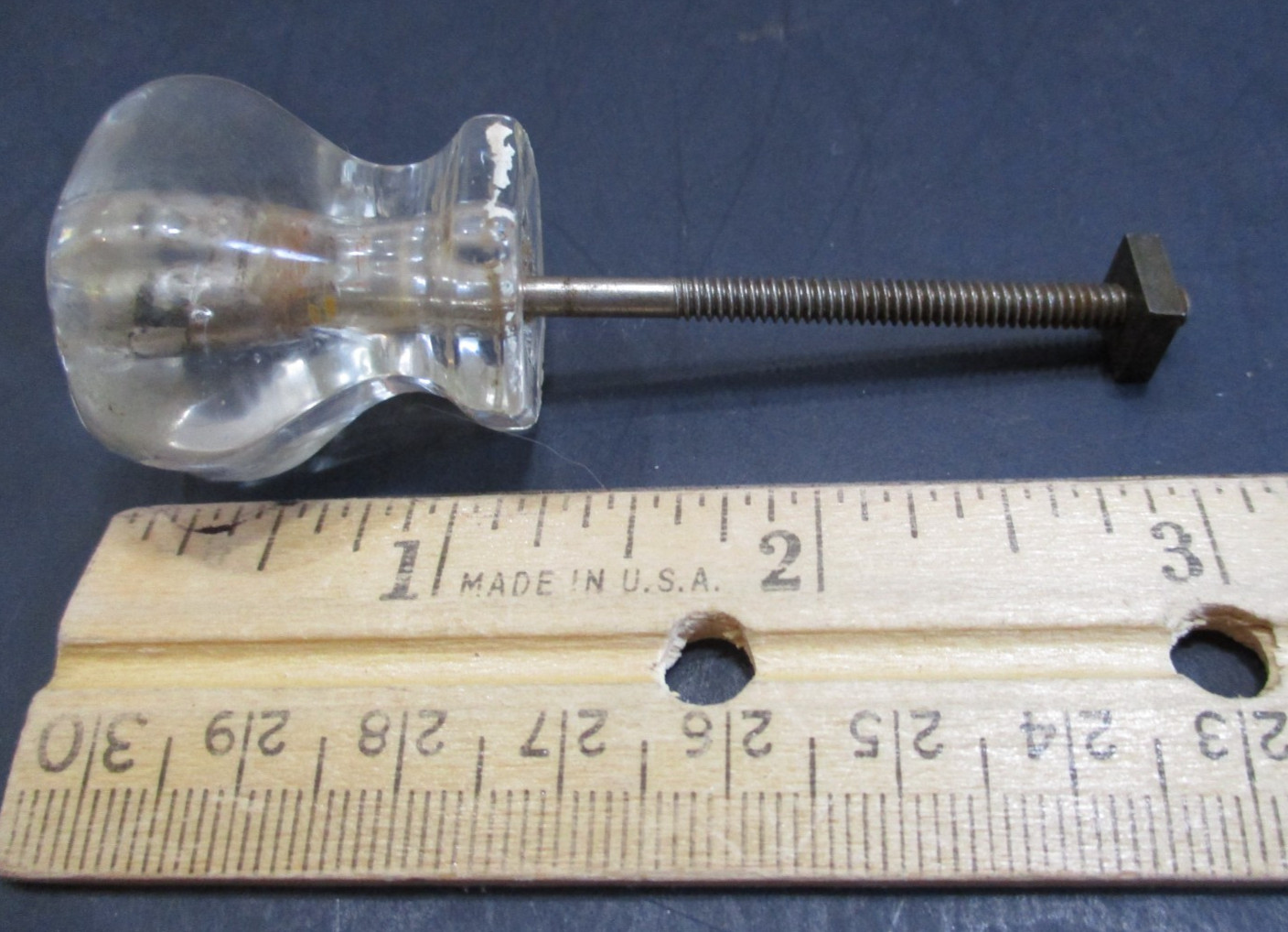 Hexagonal Clear Glass Drawer Knobs 6 Sided Dresser or Cabinet Pulls Salvage 6 PC