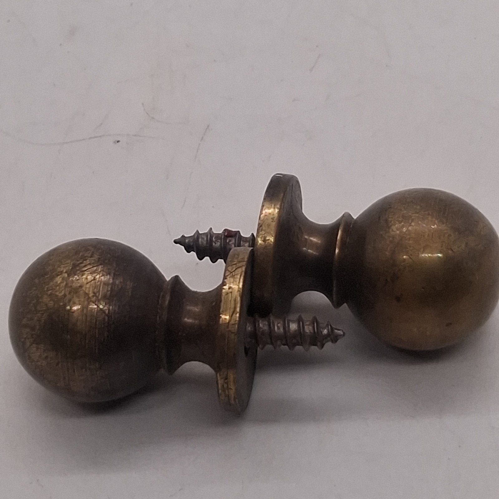 Antique Heavy Brass Round Small Drawer Pull Half Inch Screw In Patina