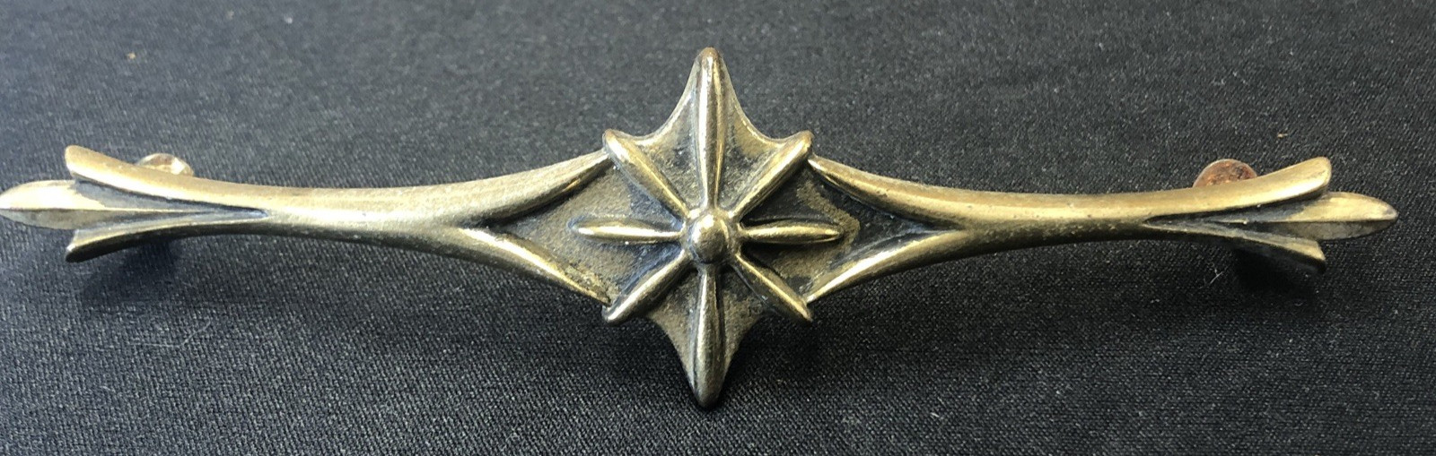 5 Vintage ATOMIC STARBURST MID CENTURY BRASS HANDLES DRAWER PULLS WITH SCREWS