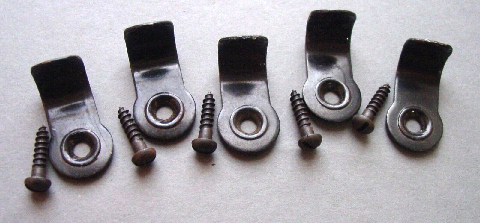 5 Vintage Window Sash Chain Holder Lift Pull Lot Antiqued Japanned Finish Lot