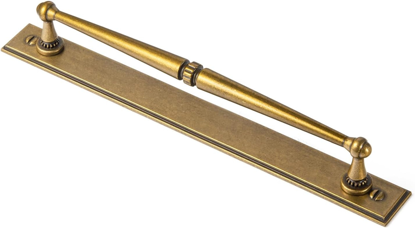 Antique Brass Cabinet Pulls with Backplate – 7.56″ Vintage Handles – 2 Pack
