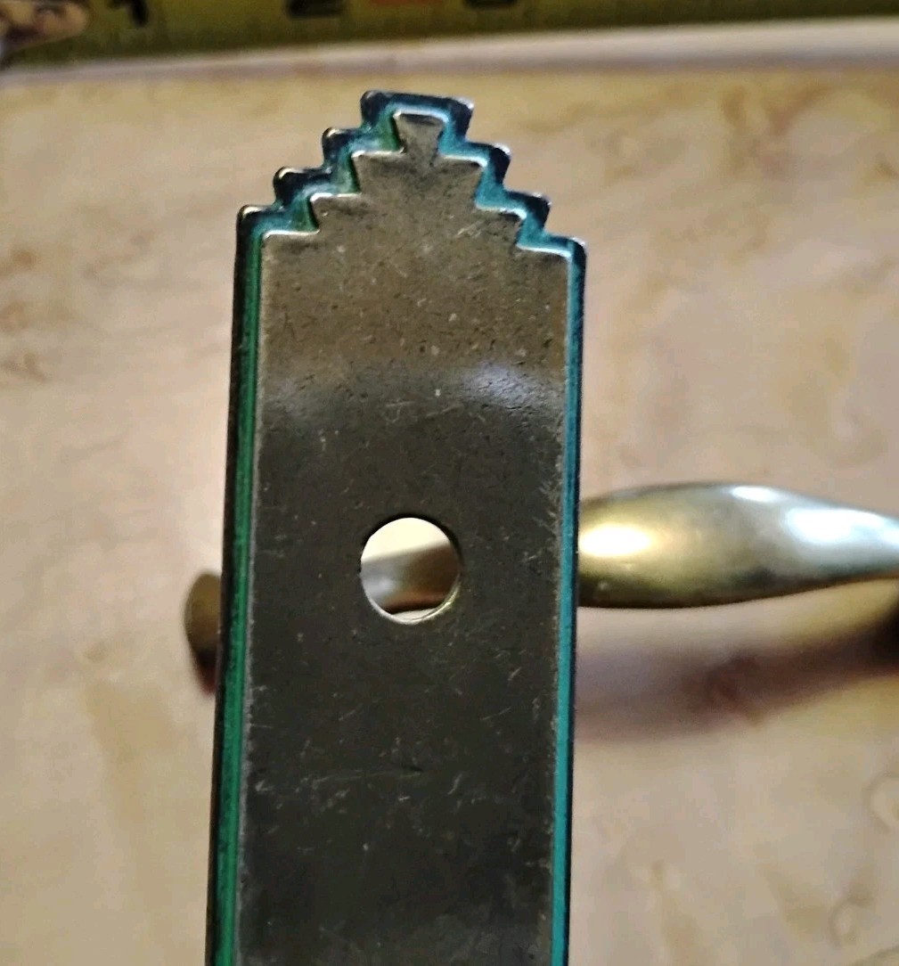 Vintage Art Deco Keeler Brass Co Green Dresser Drawer Pull Handle KBC