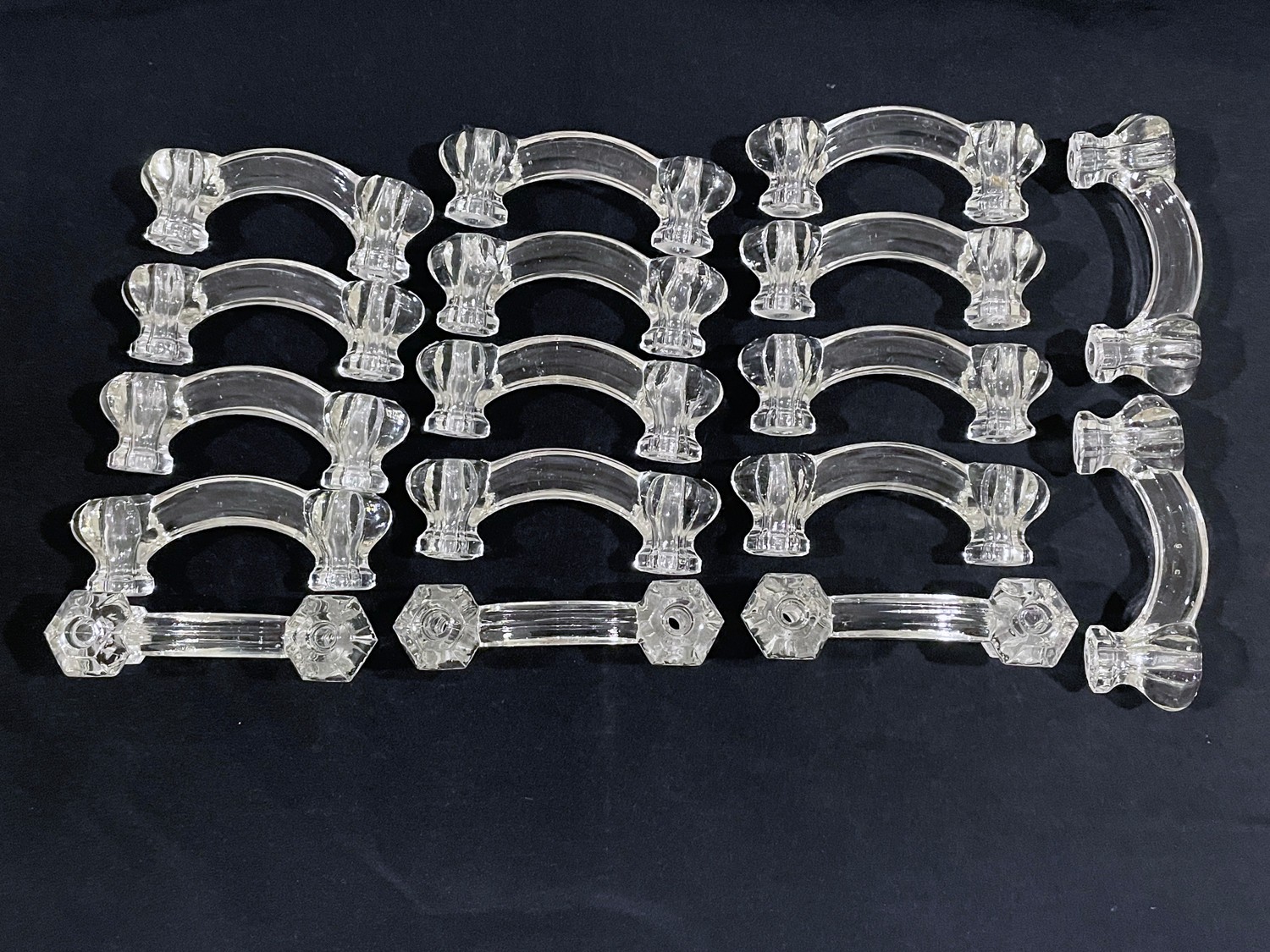 Group of 17 Vintage CLEAR CRYSTAL GLASS DRAWER PULLS