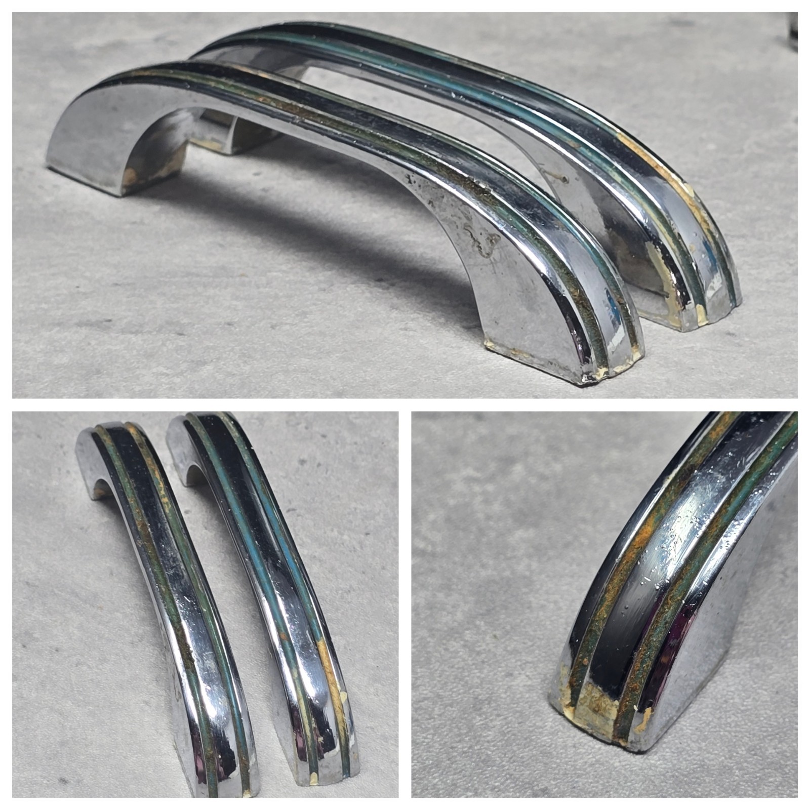 1920s Chrome Drawer Pulls Cabinet Art Deco Architectural Salvage 3″ Centers