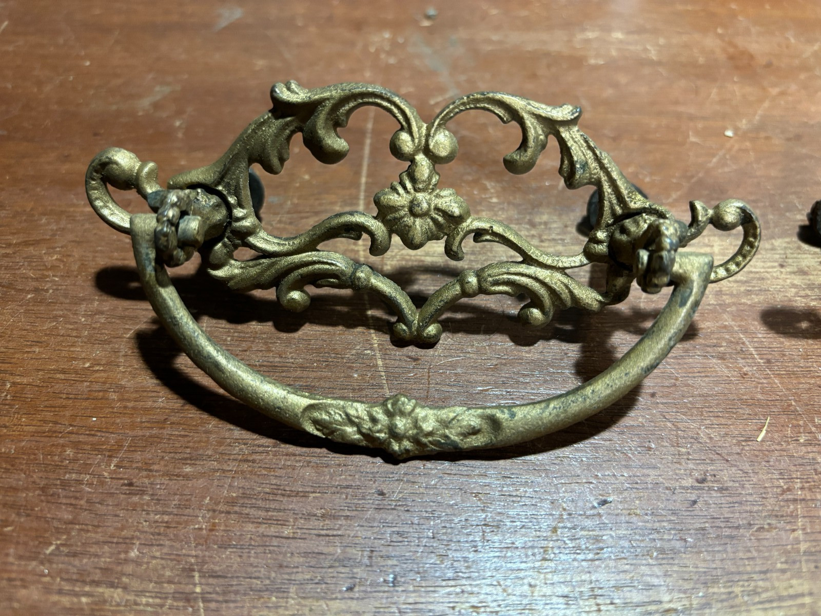2 Vintage Antique Ornate Fancy Drop Bail Drawer Pulls & some parts. 3 inch CTC