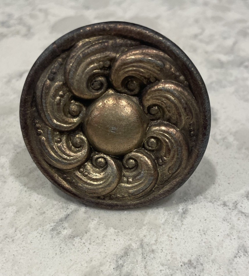 Vintage Brass Ornate Round Drawer Knob Pull 2” Hollywood Regency