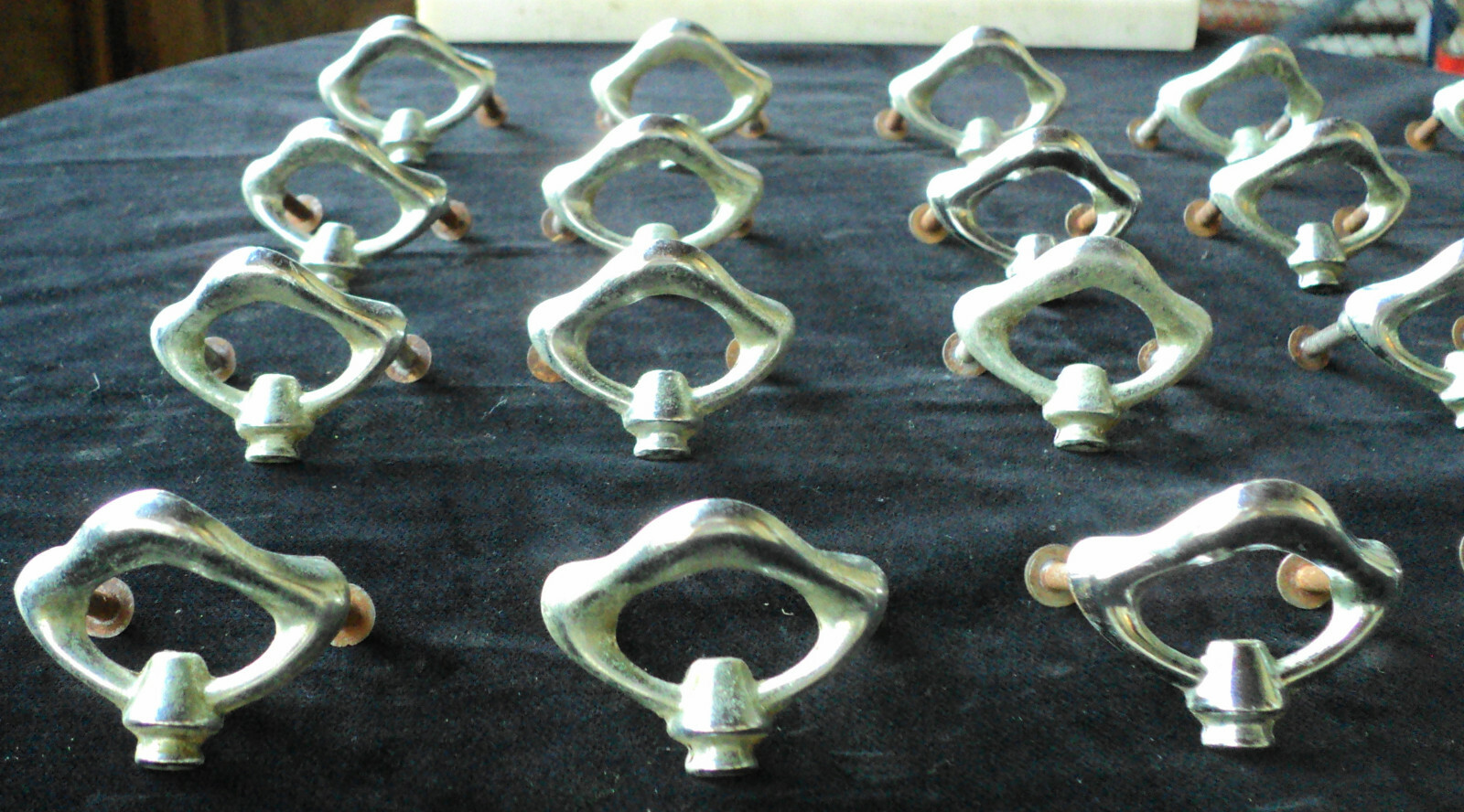 Lot Of 20 Antique Vintage Chrome Mid Century Modern Drawer Pulls