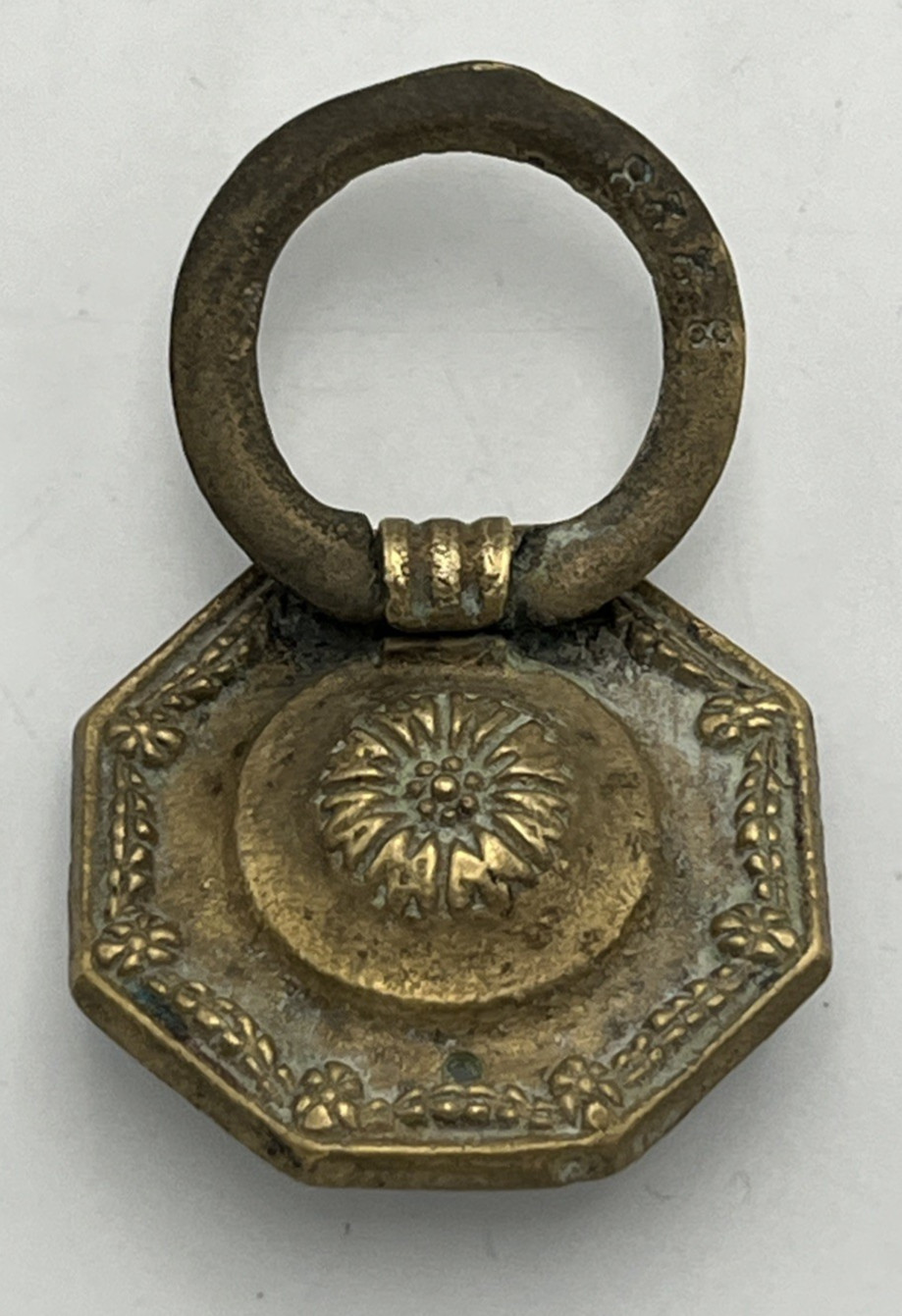 2 Brass Metal Drawer Cabinet Pulls Hardware Ring Salvaged Single Hole