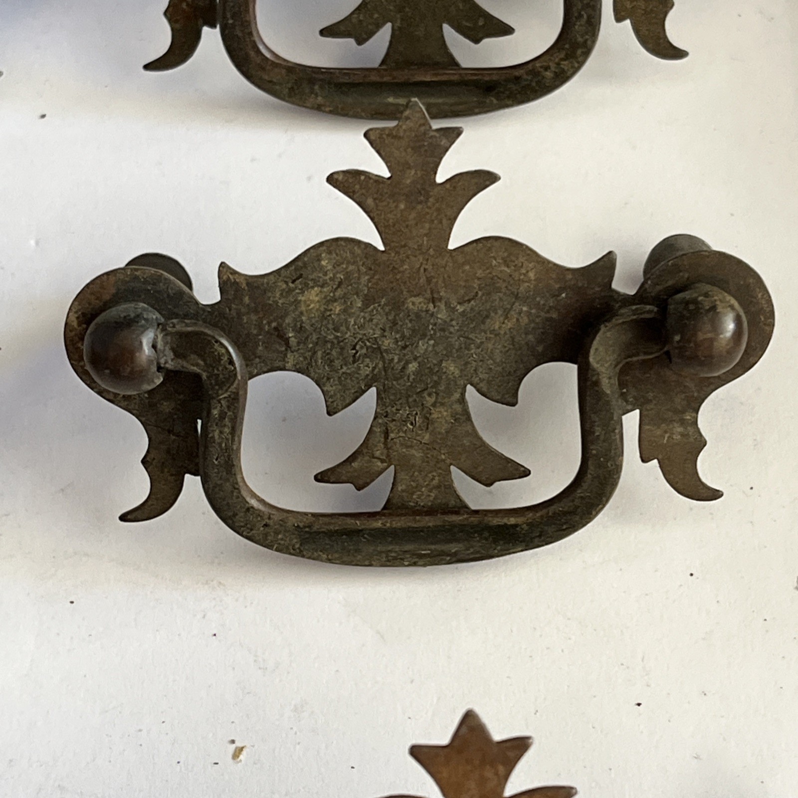 7-Vintage Batwing Chippendale Bat Wing Metal Drop Bail Pull Handles Free Ship US