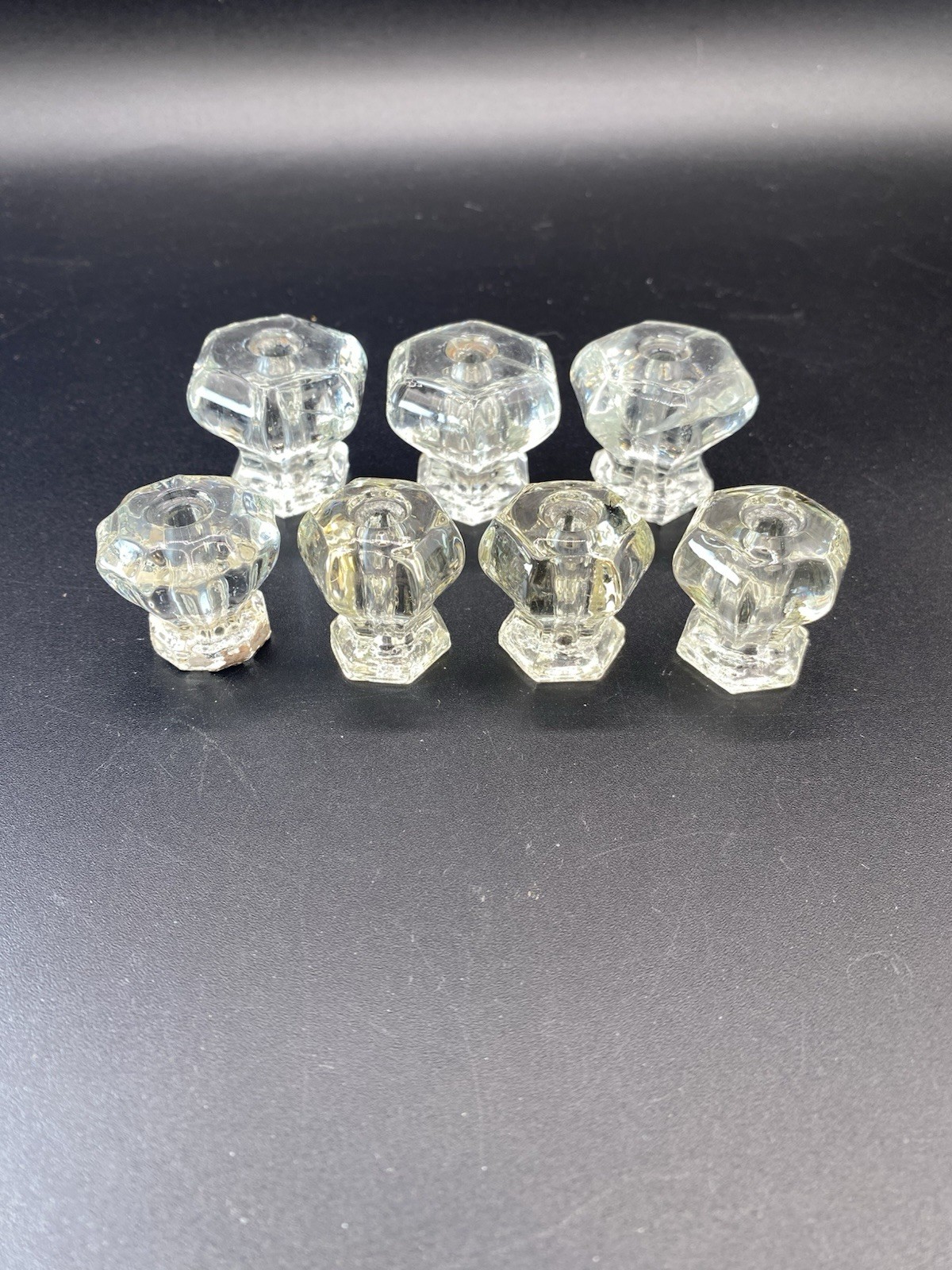 Vintage Clear Glass Drawer Pulls/Cabinet Knobs Set of 7 1 & 1.5”