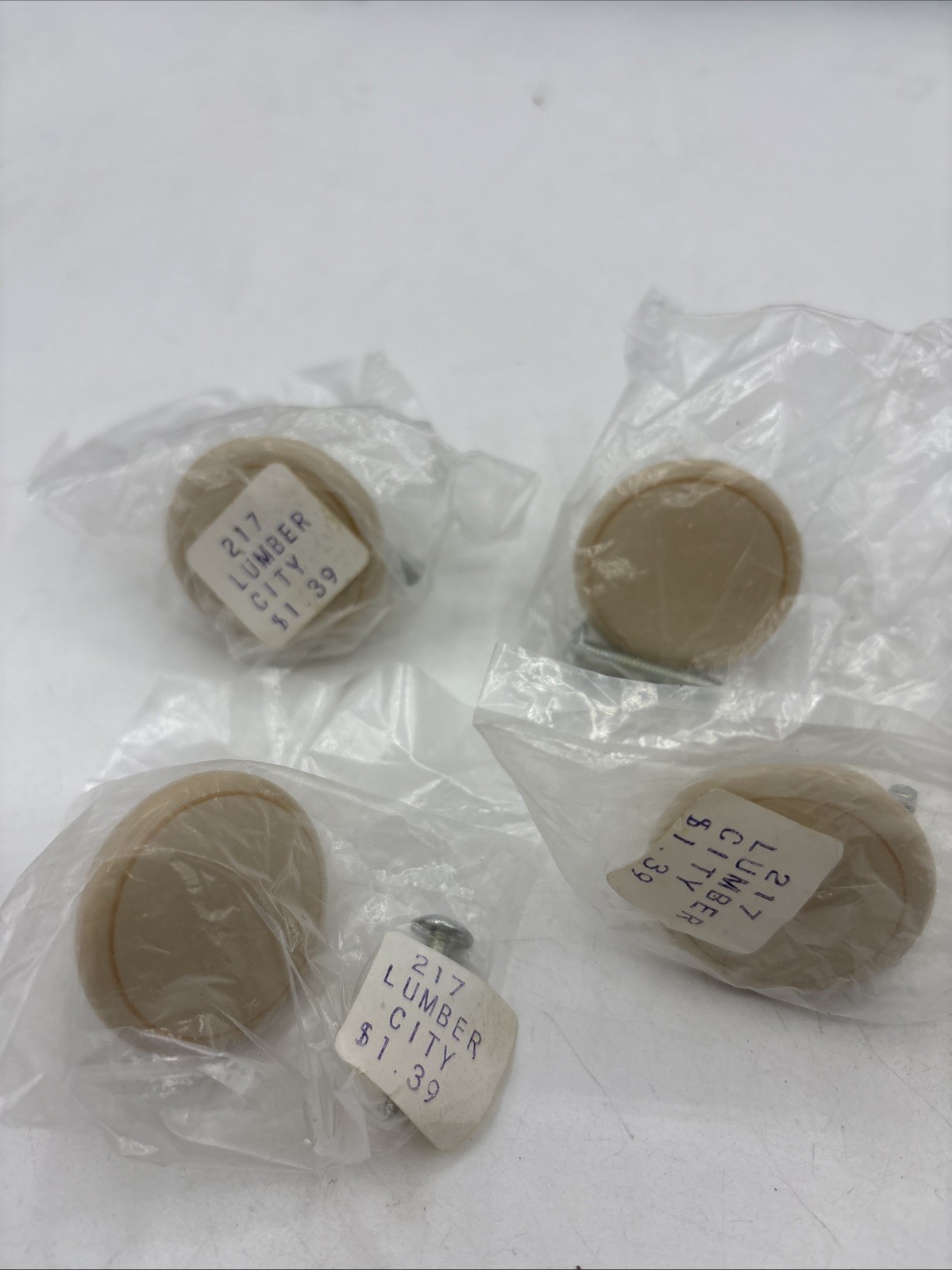 VTG Retro 1970’s Beige Orange Porcelain Cabinet Drawer Pull Knobs – Lot of 6 New