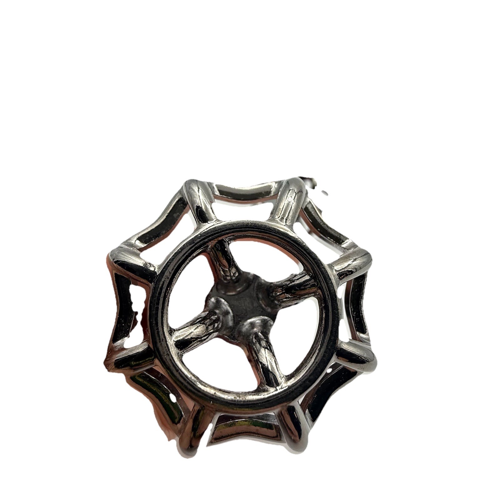 Set Of 4 Beige Ceramic And Silver Metal Drawer Pulls