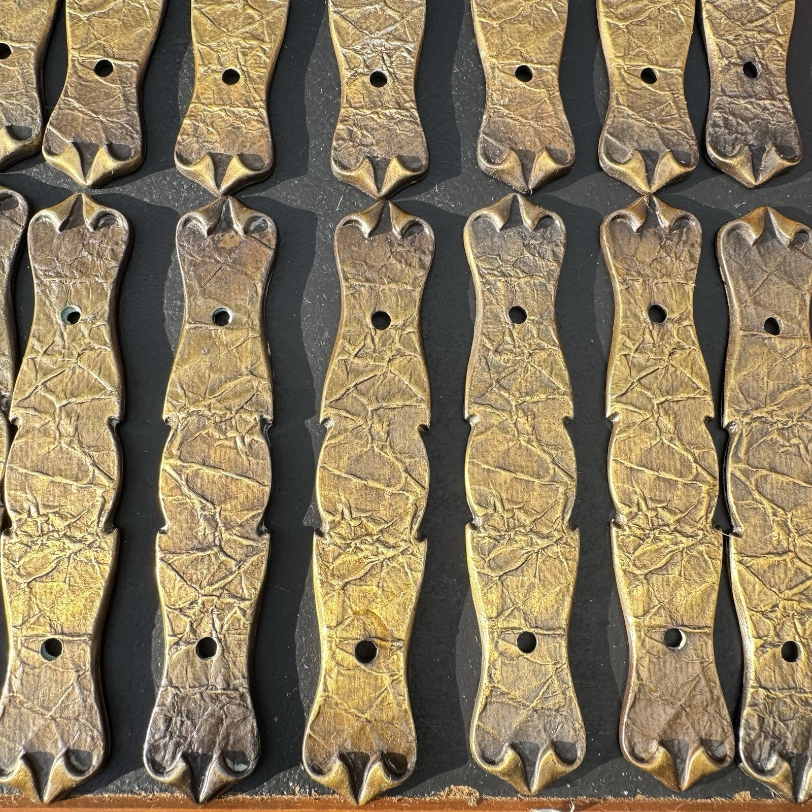 Lot of 54 VTG Amrock 176A-1 Brass Drawer Backplates 3” Ctrs RD 1971 Pat D219425